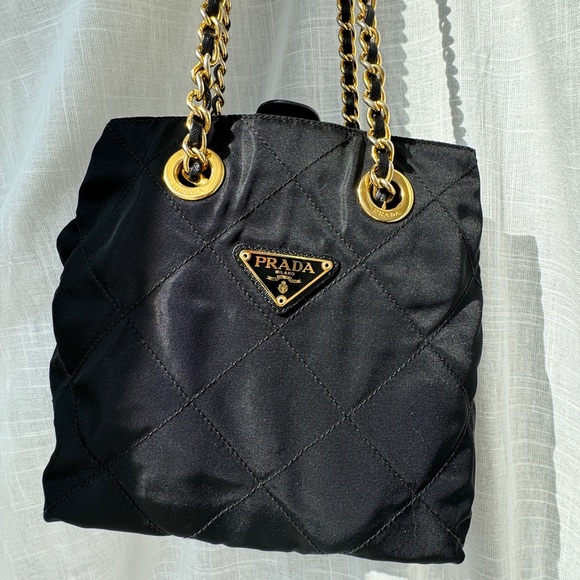 Prada Handbags - Prada Vintage Black Nylon Quilted Shoulder Bag
